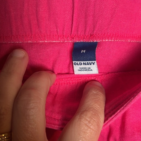 Old Navy Pink Mini Skirt Zip Side Linen Rayon Size Medium - Picture 2 of 5